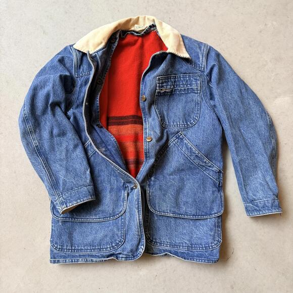 Vintage L.L. Bean Denim Barn Coat Blanket Lined Chore Jacket USA Freeport Maine - Picture 6 of 9